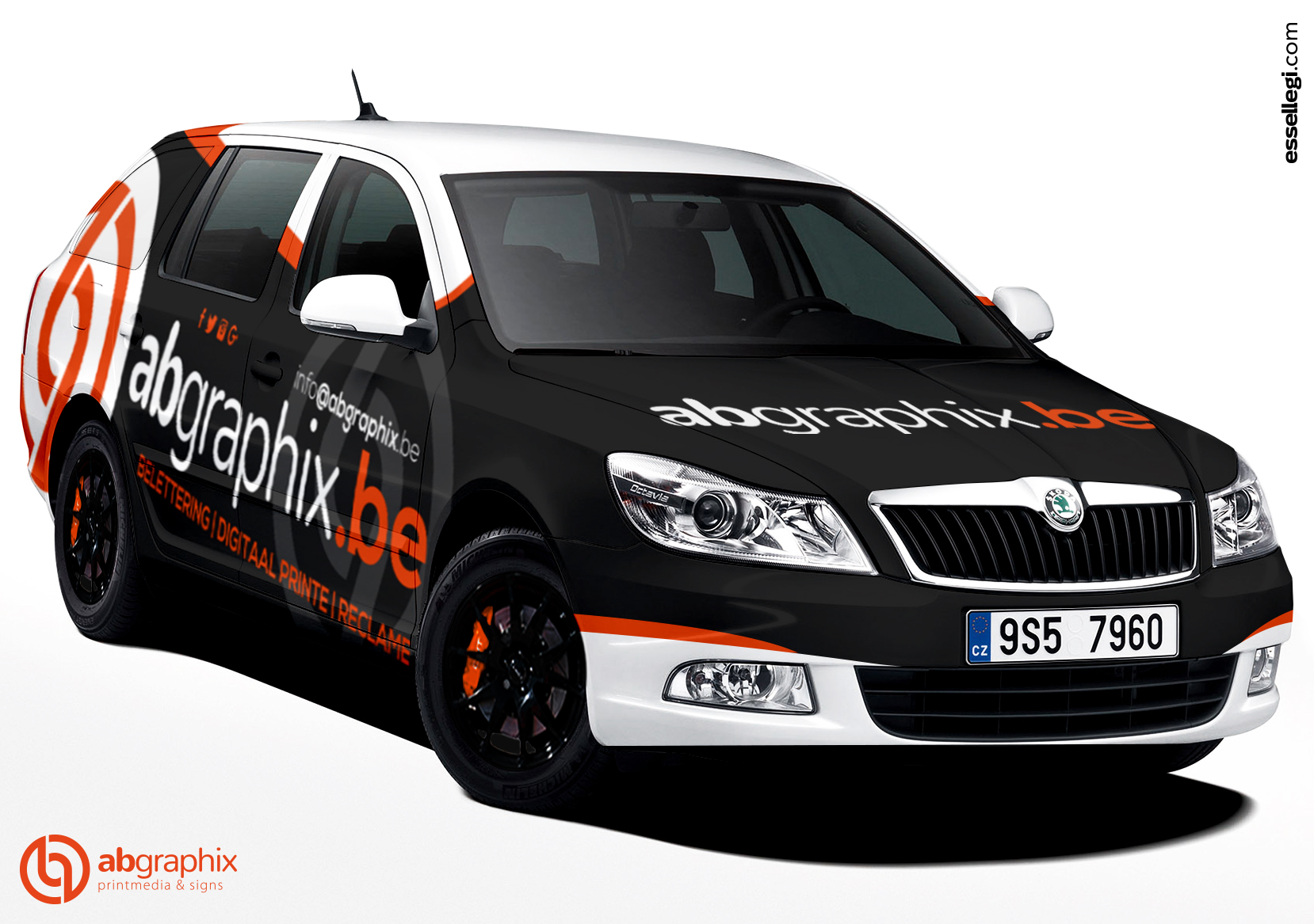 Skoda Octavia | Car Wrap Design by Essellegi. Car Signs, Car Signage, Car Signwriting, Car Wrap Designer, Car Wrap Design, Car Graphic by Essellegi.