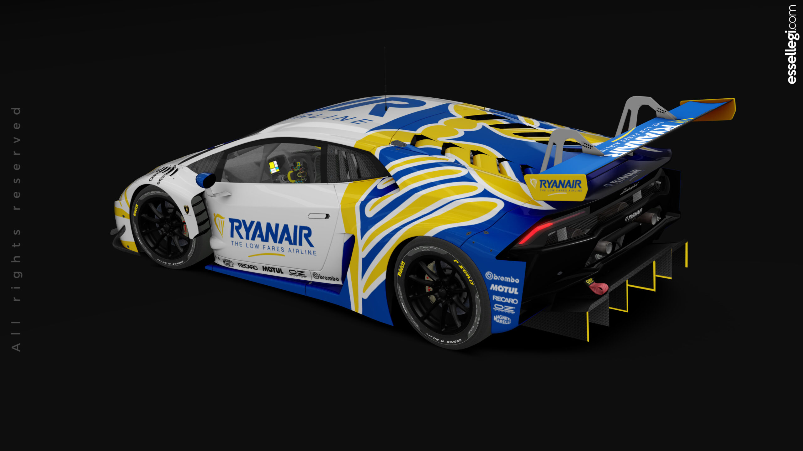 Lamborghini Huracan GT3 Ryanair Tribute Racing Car Livery