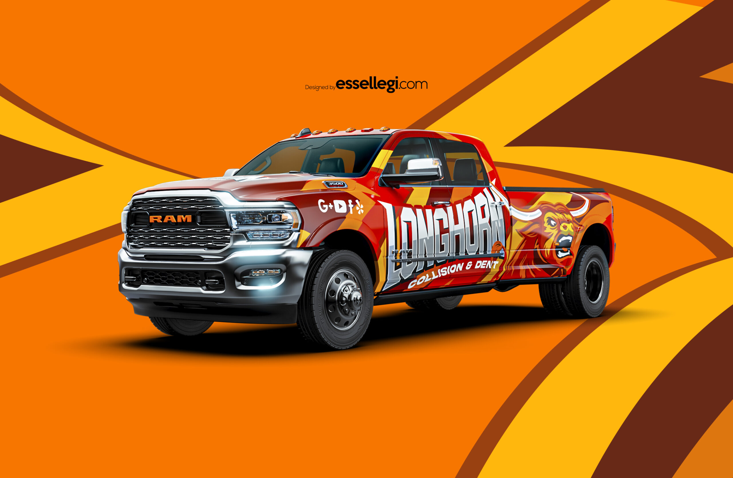 RAM 3500 Wrap Design. RAM 3500 Wrap | Truck Wrap Design by Essellegi. Truck Signs, Truck Signage, Truck Wrapping, Truck Signwriting, Truck Wrap Designer, Signs for Truck, Truck Logo, Truck Graphic by Essellegi.