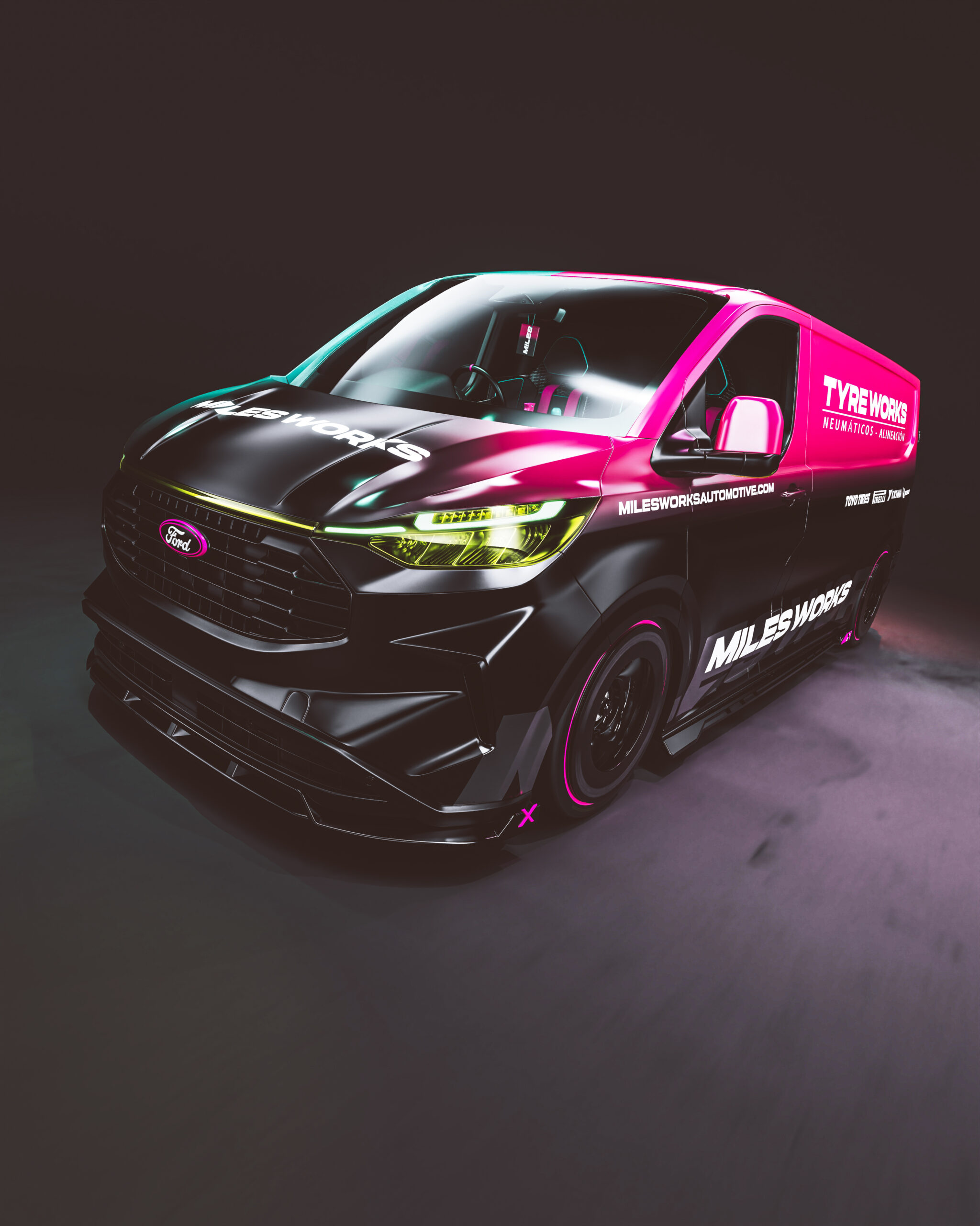 Milesworks Bodykit Ford Transit Custom Wrap Design. Transit Custom Wrap | Van Wrap Design by Essellegi. Van Signs, Van Signage, Van Wrapping, Van Signwriting, Van Wrap Designer, Signs for Van, Van Logo, Van Graphic by Essellegi.