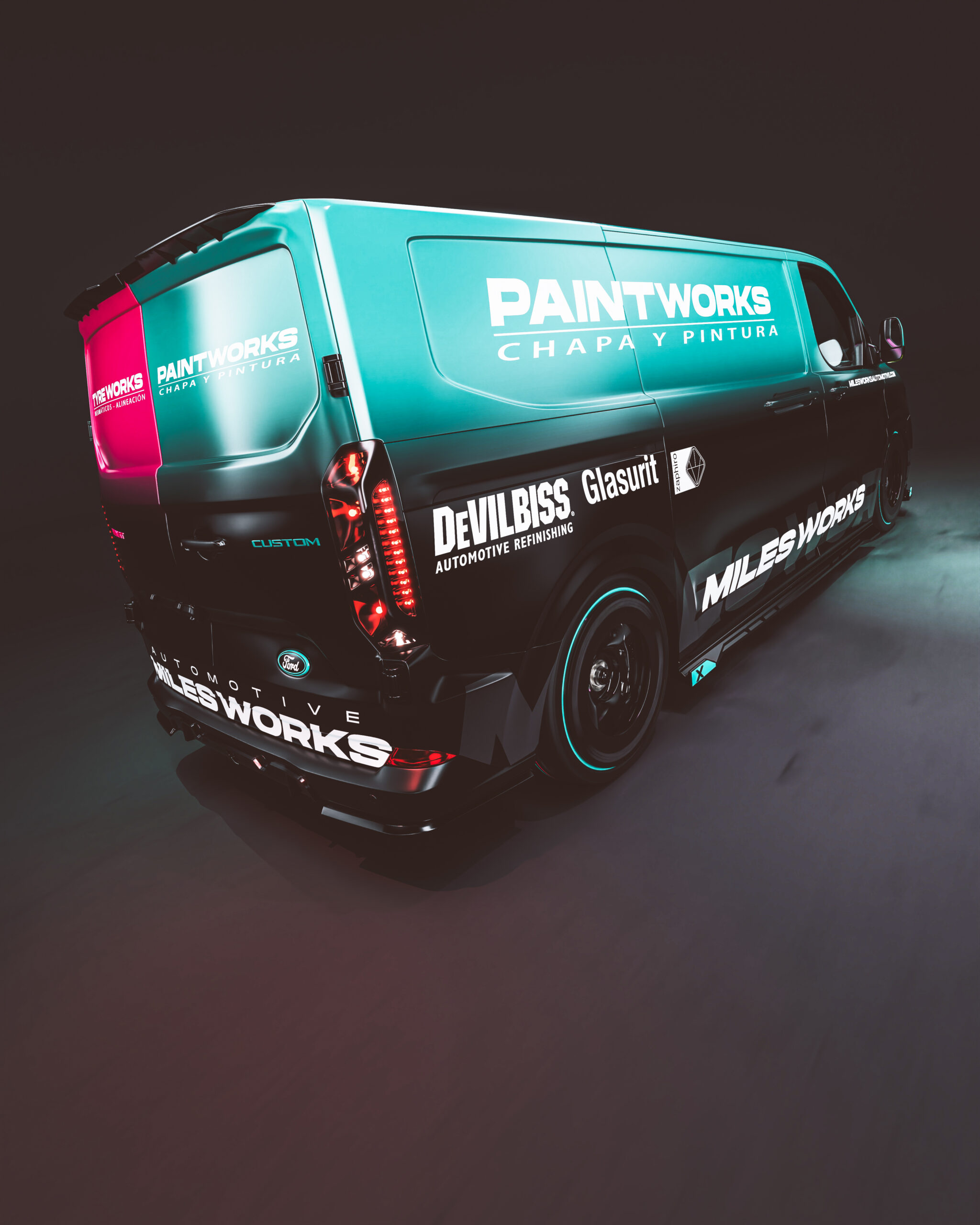 Milesworks Bodykit Ford Transit Custom Wrap Design. Transit Custom Wrap | Van Wrap Design by Essellegi. Van Signs, Van Signage, Van Wrapping, Van Signwriting, Van Wrap Designer, Signs for Van, Van Logo, Van Graphic by Essellegi.