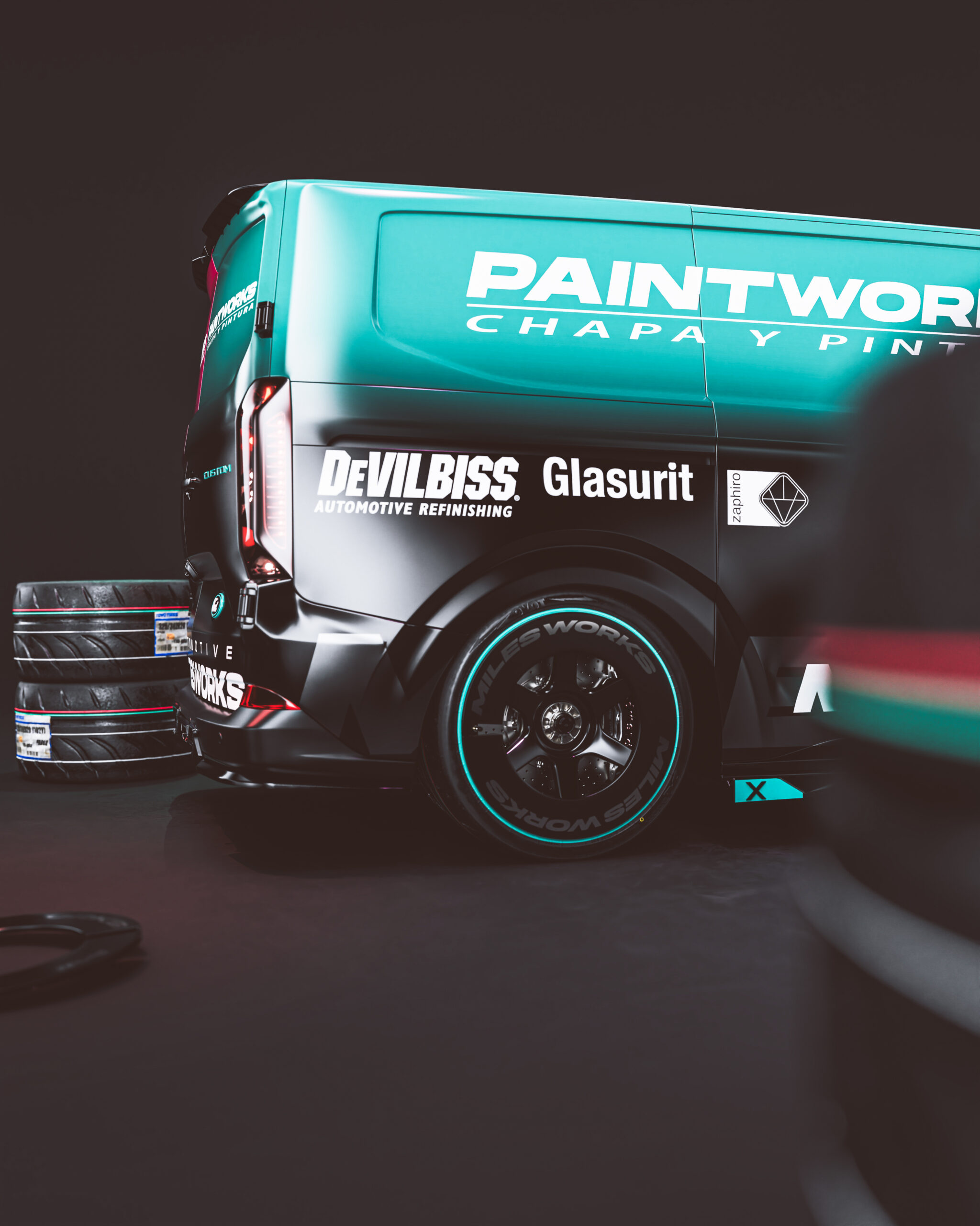Milesworks Bodykit Ford Transit Custom Wrap Design. Transit Custom Wrap | Van Wrap Design by Essellegi. Van Signs, Van Signage, Van Wrapping, Van Signwriting, Van Wrap Designer, Signs for Van, Van Logo, Van Graphic by Essellegi.