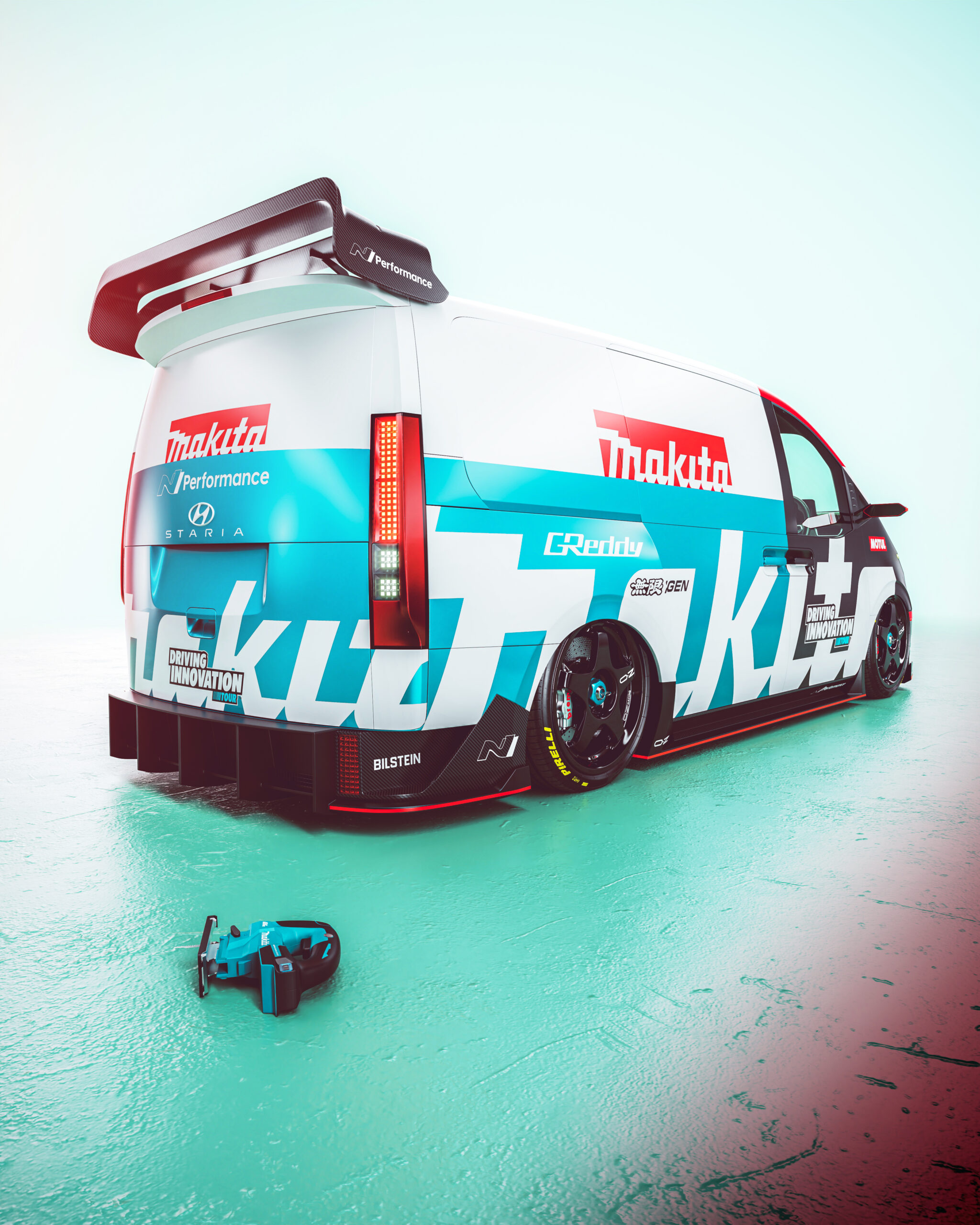 Makita Livery Hyundai Staria Wrap Design. Hyundai Staria Wrap | Van Wrap Design by Essellegi. Van Signs, Van Signage, Van Wrapping, Van Signwriting, Van Wrap Designer, Signs for Van, Van Logo, Van Graphic by Essellegi.