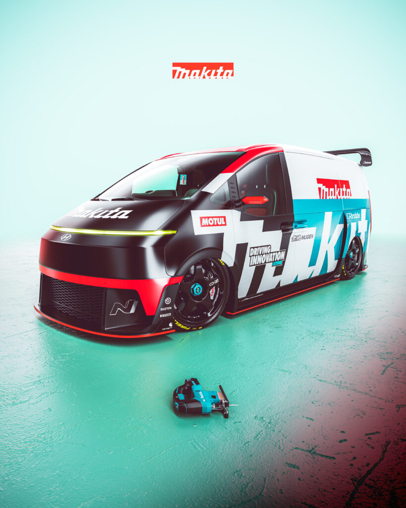 Makita Livery Hyundai Staria Wrap Design. Hyundai Staria Wrap | Van Wrap Design by Essellegi. Van Signs, Van Signage, Van Wrapping, Van Signwriting, Van Wrap Designer, Signs for Van, Van Logo, Van Graphic by Essellegi.