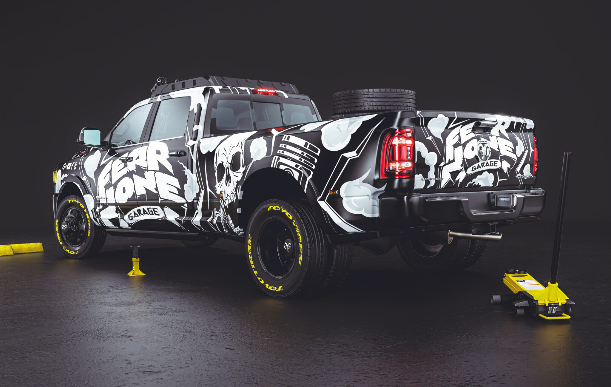 Fear None Garage RAM Truck Wrap Design. 3500 RAM Truck Wrap | Truck Wrap Design by Essellegi. Truck Signs, Truck Signage, Truck Wrapping, Truck Signwriting, Truck Wrap Designer, Signs for Truck, Truck Logo, Truck Graphic by Essellegi.