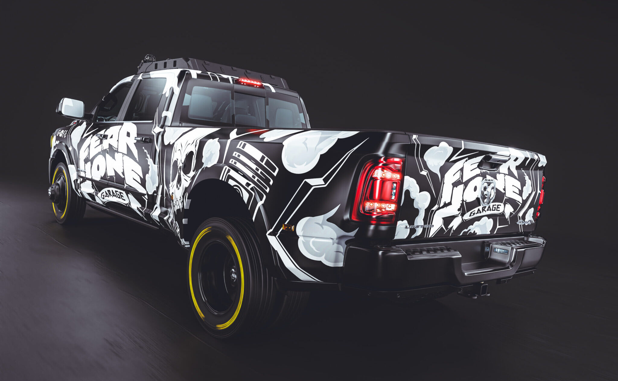 Fear None Garage RAM Truck Wrap Design. 3500 RAM Truck Wrap | Truck Wrap Design by Essellegi. Truck Signs, Truck Signage, Truck Wrapping, Truck Signwriting, Truck Wrap Designer, Signs for Truck, Truck Logo, Truck Graphic by Essellegi.